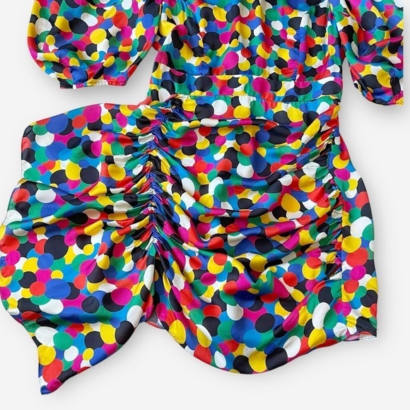 Rhode Pia Printed Georgette Minidress Puff Sleeve Ruched Size S - Picture 6 of 16